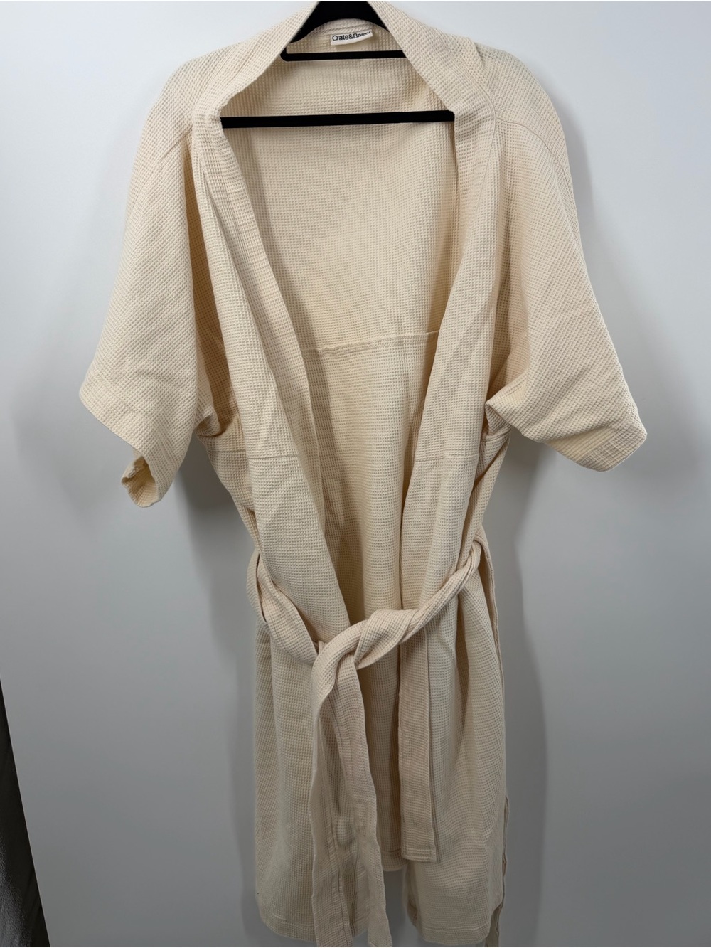 Crate and Barrel Off White Cream Waffle Kimono 100% Cotton
